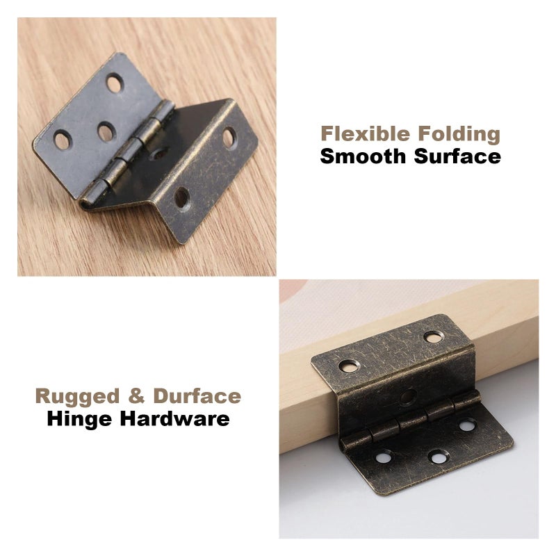 Yetaha 2 Pcs Three Folding Hardware Hinge, Antique Bronze Hinges, Decorative Box Hing with 12 Screws, Hardware Hinge for Door, Cabinet, Furniture, Small Chest Hinges - Image 4